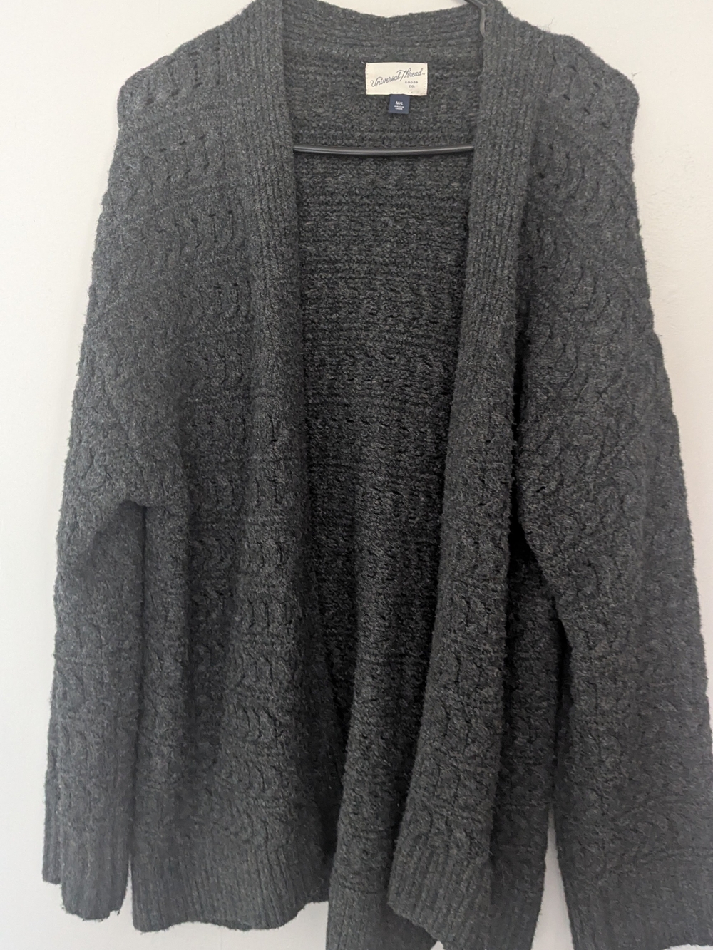 Universal Thread Charcoal Cable Knit Open Cardigan